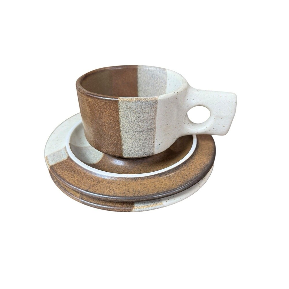 Fabrik Agate Pass Cup and 2 Saucers - Seattle Stoneware Pottery MCM Jim McBride